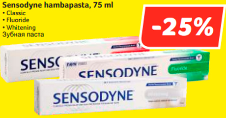 Sensodyne hambapasta, 75 ml  -25%
