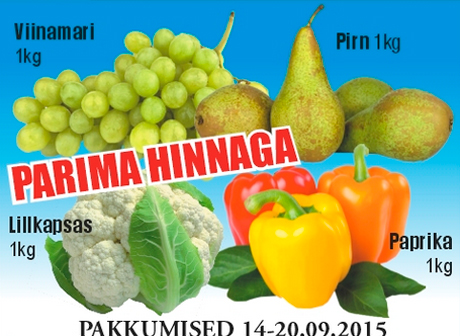 Viinamari, Pirn, Lillkapsas, Paprika kg - PARIMA HINNAGA