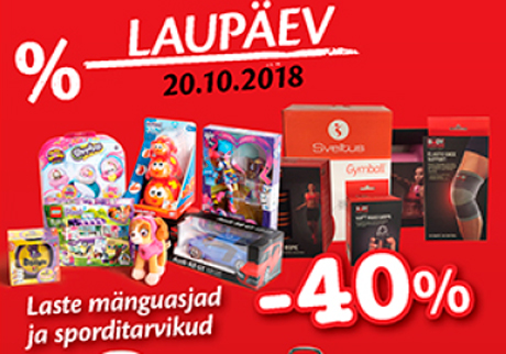 Laste mänguasjad ja sporditarvikud  -40%