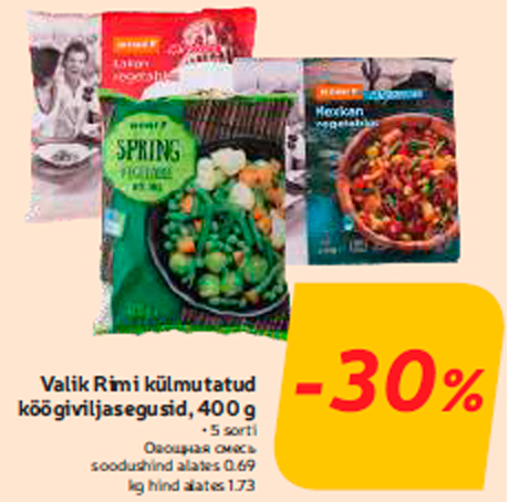 Valik Rimi külmutatud köögiviljasegusid, 400 g  -30%
