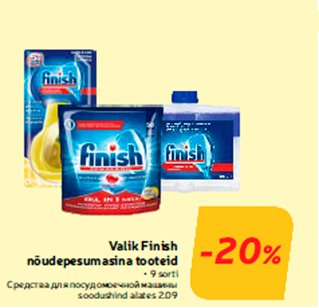 Valik Finish nõudepesumasina tooteid  -20%