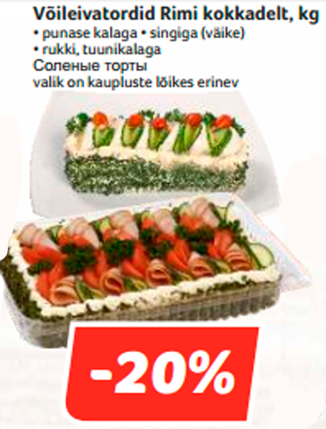 Võileivatordid Rimi kokkadelt, kg -20%