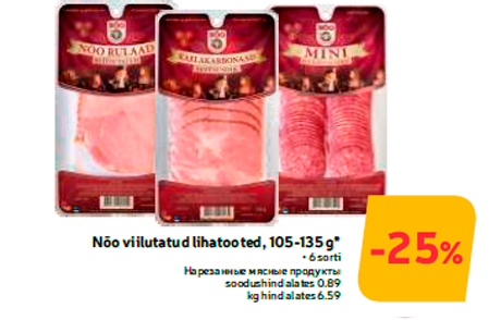 Нарезанные мясные продукты  -25%
