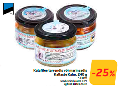 Kalafilee tarrendis või marinaadis Kallaste Kalur, 240 g  -25%