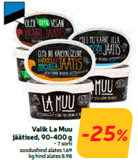 Valik La Muu jäätised, 90-400 g  -25%