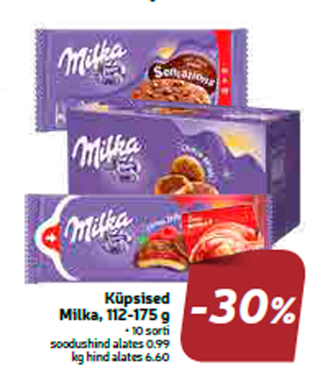 Küpsised Milka, 112-175 g  -30%
