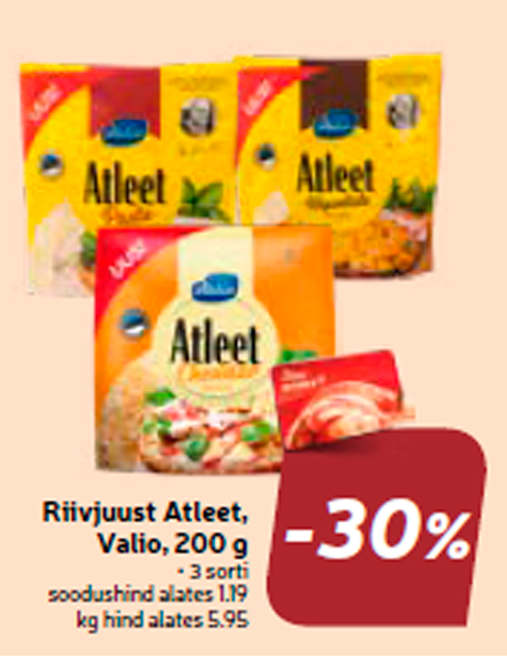 Riivjuust Atleet, Valio, 200 g  -30%