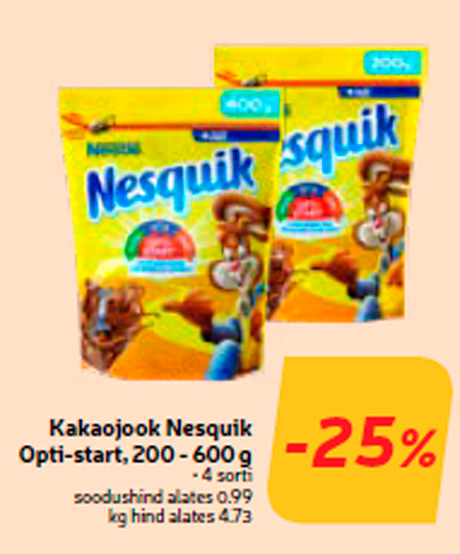 Kakaojook Nesquik Opti-start, 200 - 600 g  -25%