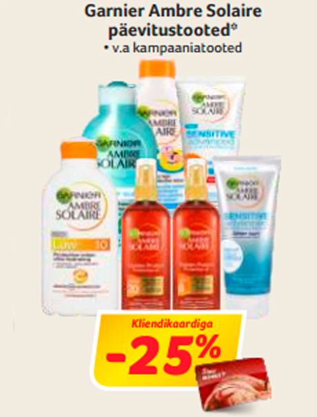 Garnier Ambre Solaire päevitustooted*  -25%