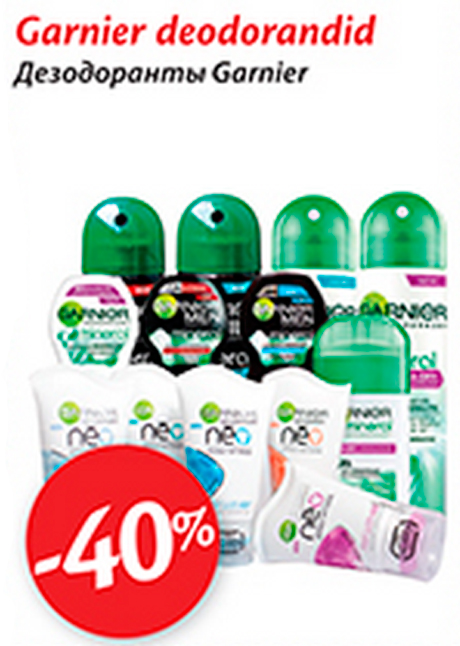 Garnier deodorandid  -40%