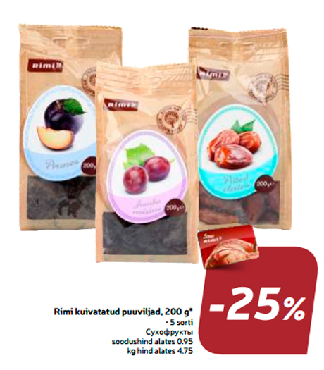 Rimi kuivatatud puuviljad, 200 g*   -25%