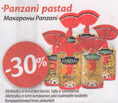 Panzani pastad  -30%