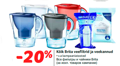 Kõik Brita veefiltrid ja veekannud  -20%