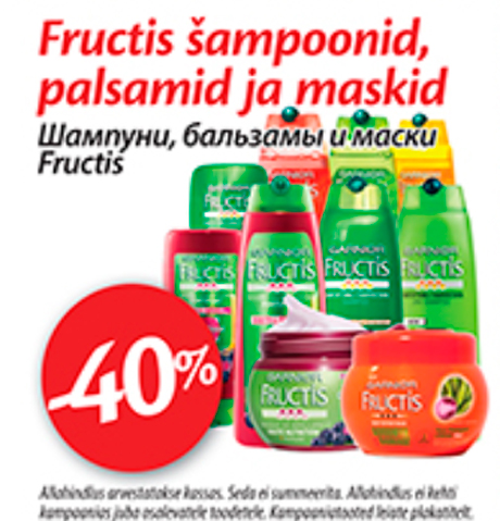 Fructis šampoonid, palsamid ja maskid  -40%