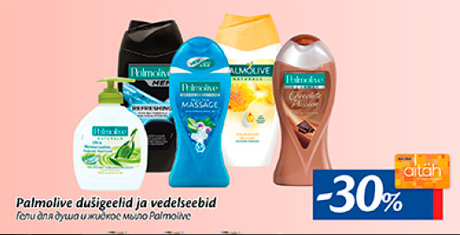 Palmolive dušigeelid ja vedelseebid  -30%