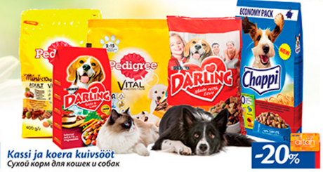 Сухой корм для кошек и собак  -20%