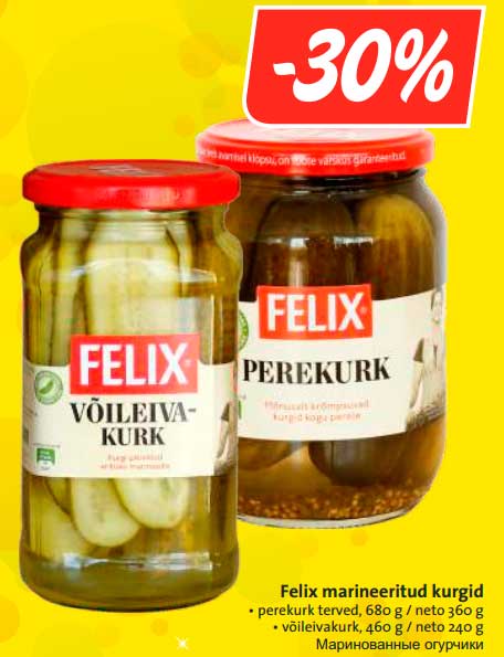 Felix marineeritud kurgid -30%

