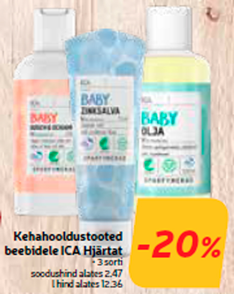 Kehahooldustooted beebidele ICA Hjärtat  -20%