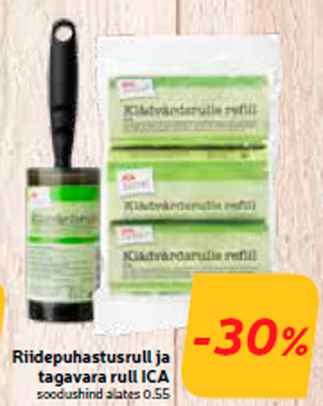 Riidepuhastusrull ja tagavara rull ICA -30%