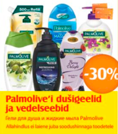 Palmolive´i dušigeelid ja vedelseebid  -40%