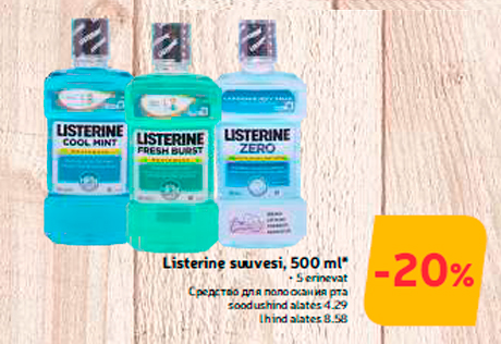 Listerine suuvesi, 500 ml*  -20%