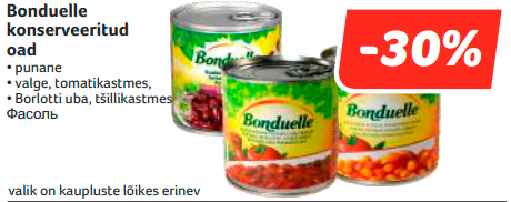 Bonduelle konserveeritud oad  -30%
