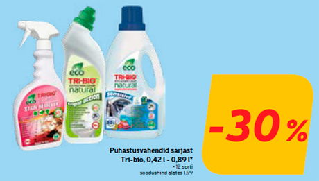 Puhastusvahendid sarjast Tri-bio, 0,42 l - 0,89 l* -30%