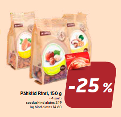 Pähklid Rimi, 150 g  -25%
