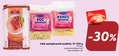 Valik aasiapäraseid nuudleid, 70-500 g  -30%
