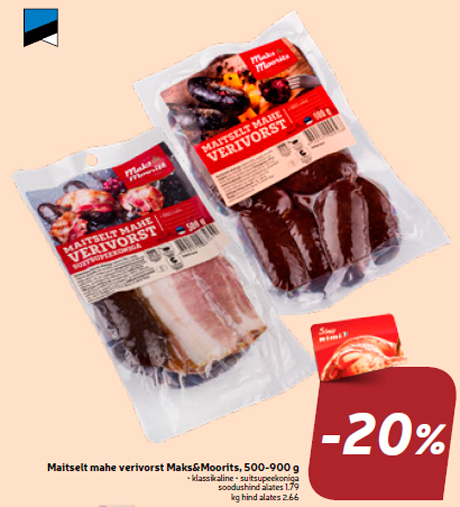 Мягкая кровяная колбаса Maks&Moorits, 500-900 г  -20%
