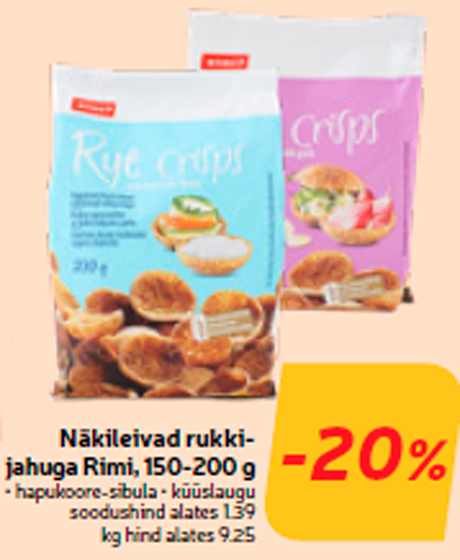 Näkileivad rukkijahuga Rimi, 150-200 g  -20%
