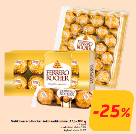 Valik Ferrero Rocher šokolaadikomme, 37,5-300 g  -25%
