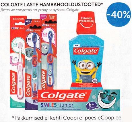 COLGATE LASTE HAMBAHOOLDUSTOOTED*  -40%