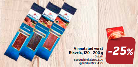 Vinnutatud vorst Biovela, 120 - 200 g -25%