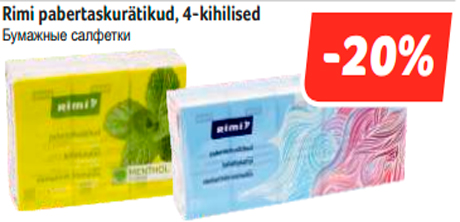 Rimi pabertaskurätikud, 4-kihilised  -20%
