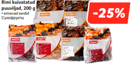 Rimi kuivatatud puuviljad, 200 g  -25%
