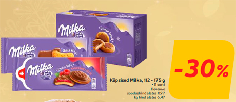 Küpsised Milka, 112 - 175 g -30%