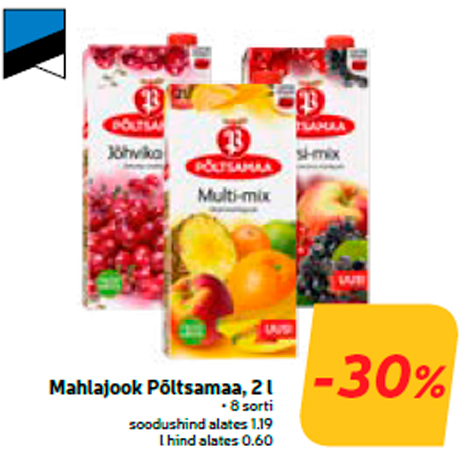 Сокосодержащий напиток Põltsamaa, 2 л  -30%

