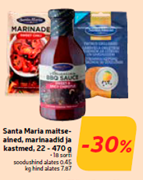 Santa Maria maitseained, marinaadid ja kastmed, 22 - 470 g -30%