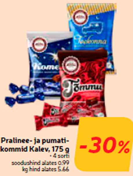 Pralinee- ja pumatikommid Kalev, 175 g -30%