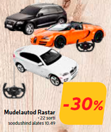 Mudelautod Rastar -30%