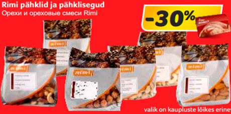 Rimi pähklid ja pähklisegud -30%