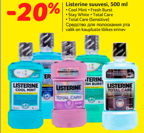 Listerine suuvesi, 500 ml  -20%
