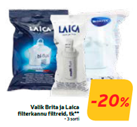 Выбор Фильтр-кувшинов и фильтров Brita ja Laica, шт **  -20%
