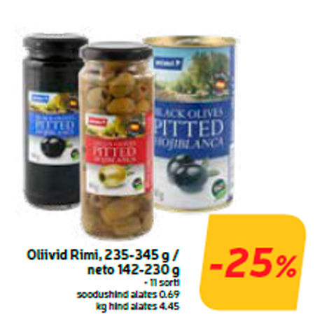 Оливки Rimi, 235-345 г / нетто 142-230 г  -25%

