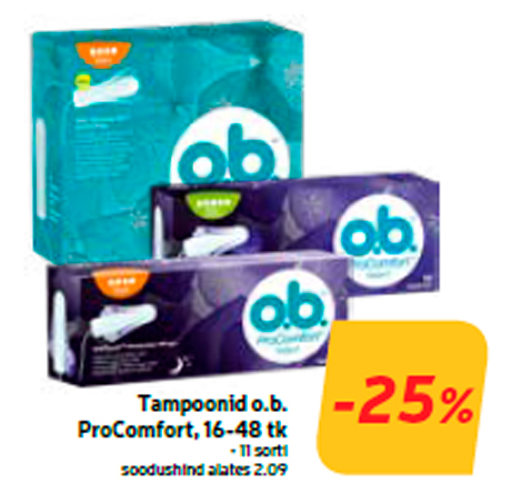 Тампоны o.b. ProComfort, 16-48 шт.  -25%
