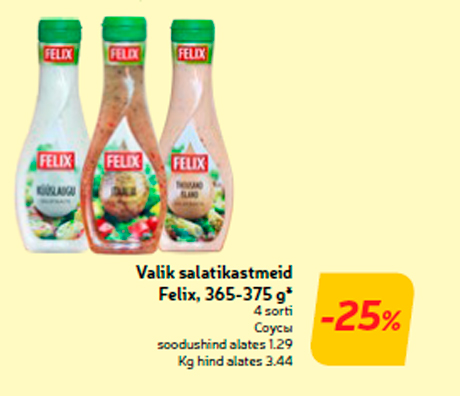 Valik salatikastmeid Felix, 365-375 g*  -25%