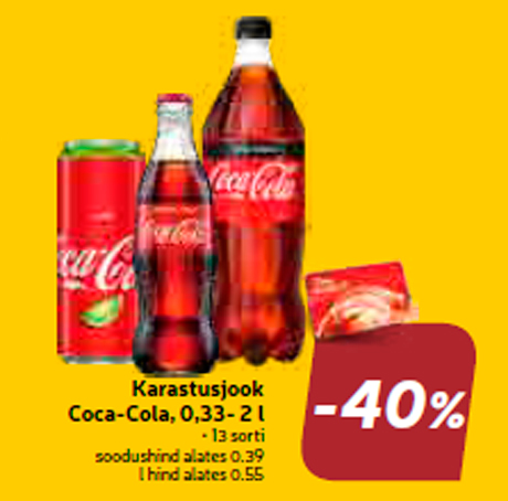 Karastusjook Coca-Cola, 0,33- 2 l  -40%
