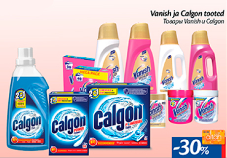 Vanish ja Calgon tooted  -30%