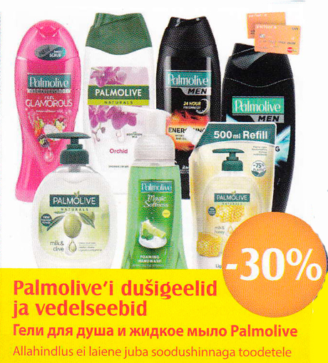 Palmolive´i dušigeelid ja vedelseebid  -30%